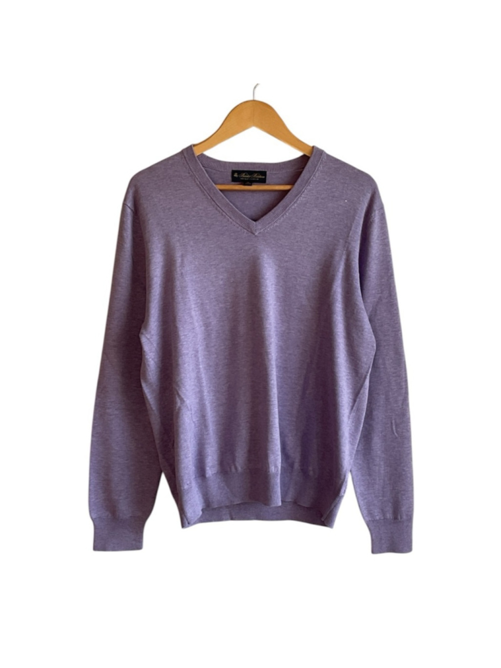 Brooks Brothers Supima Cotton Lavender V-Neck Men's Sweater, M